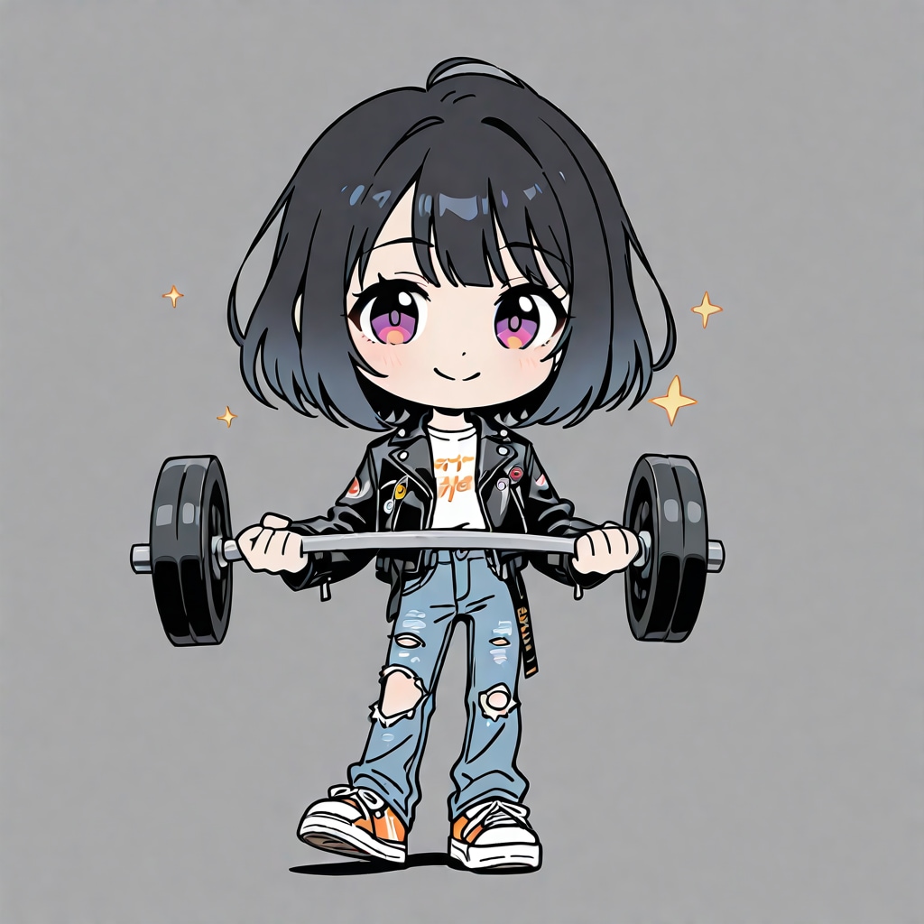 バーベルを持つパンクガール