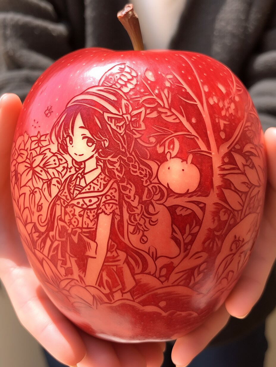 私が彫りましたと見せびらかす手