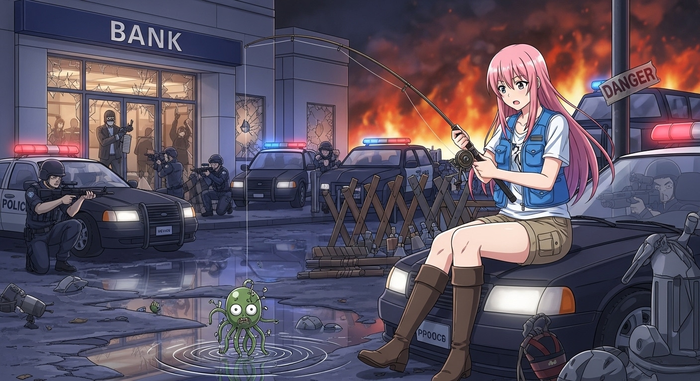 立てこもり事件の現場で釣り | の人気AIイラスト・グラビア