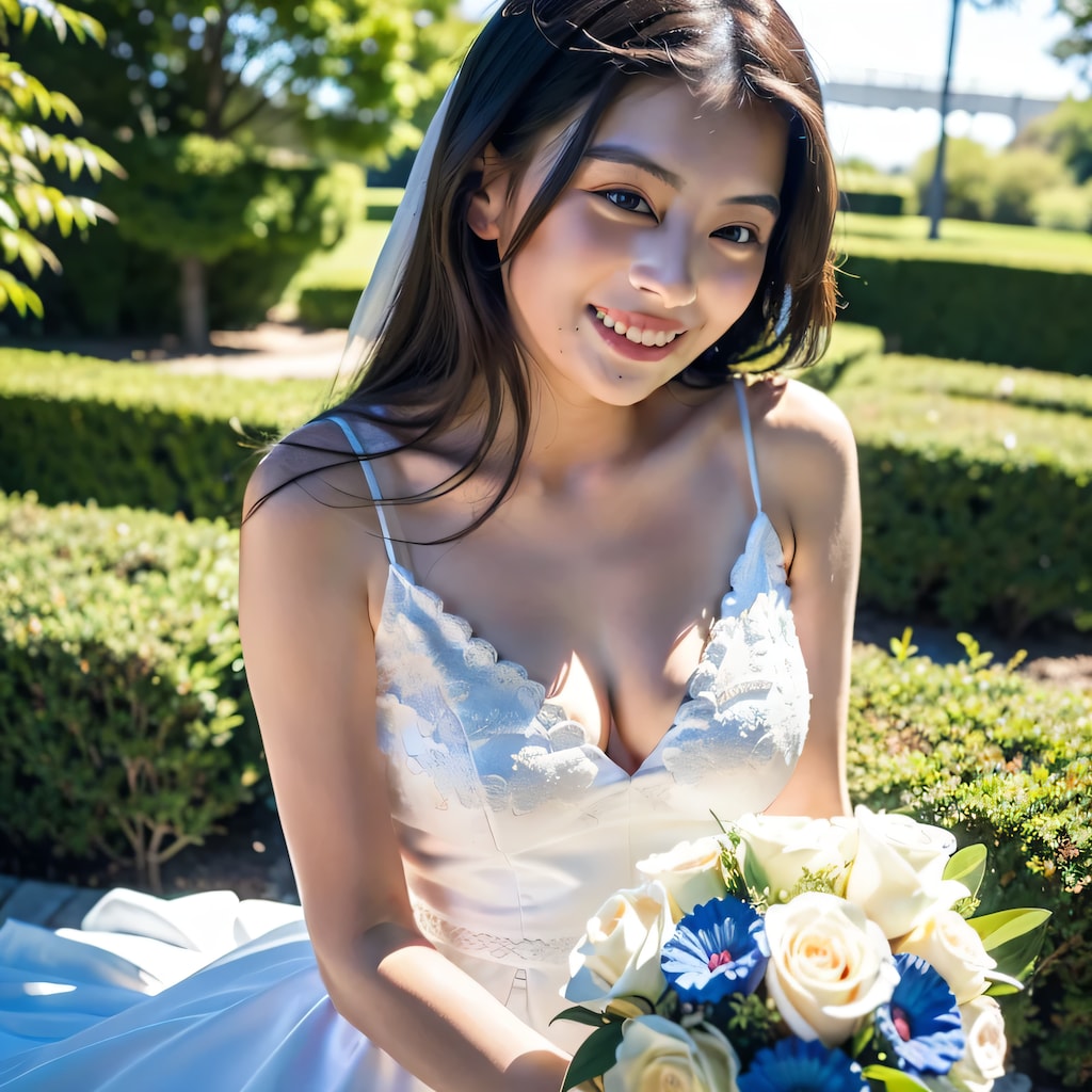 黒髪ロングでウェディングドレスの美女１０７