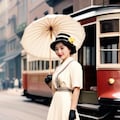 大正モダンガール　市内電車の電停にて 5枚目