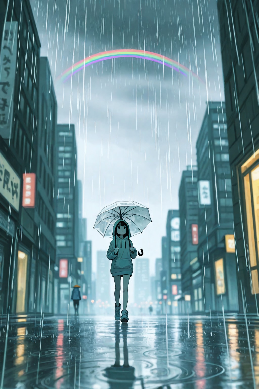 激しい雨の街を歩く☔️