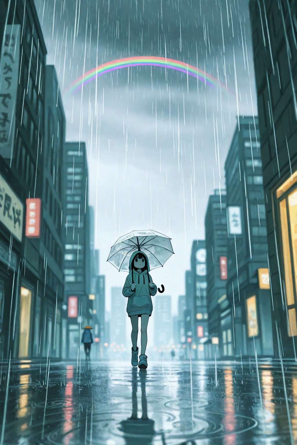 激しい雨の街を歩く☔️