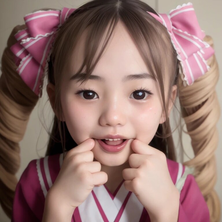 金髪ロングで着物の美女