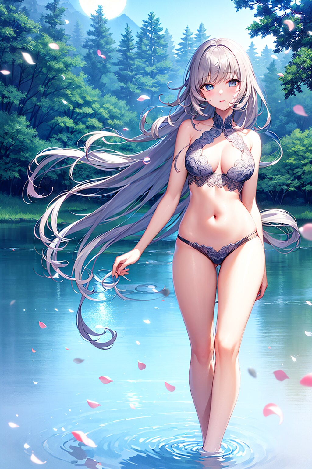 深い森の中の秘密の湖