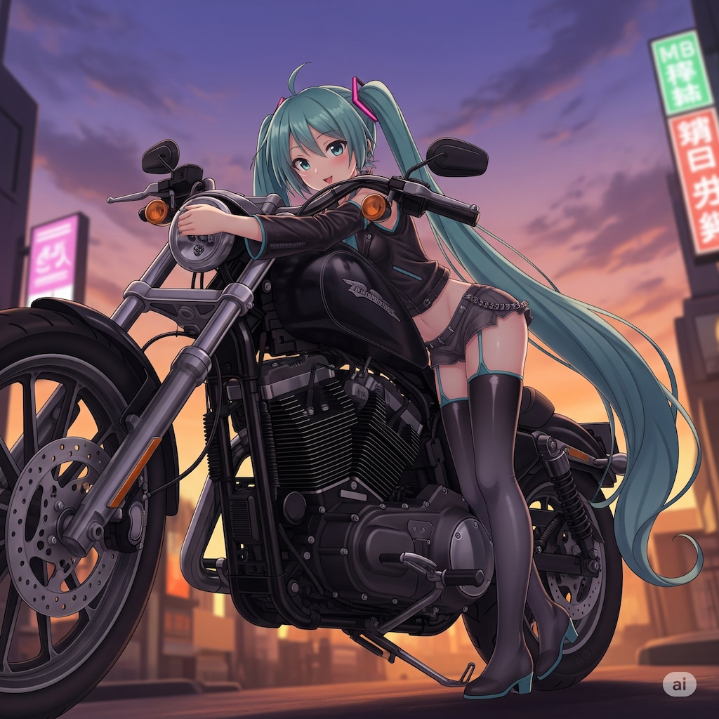 バイクとミクさん