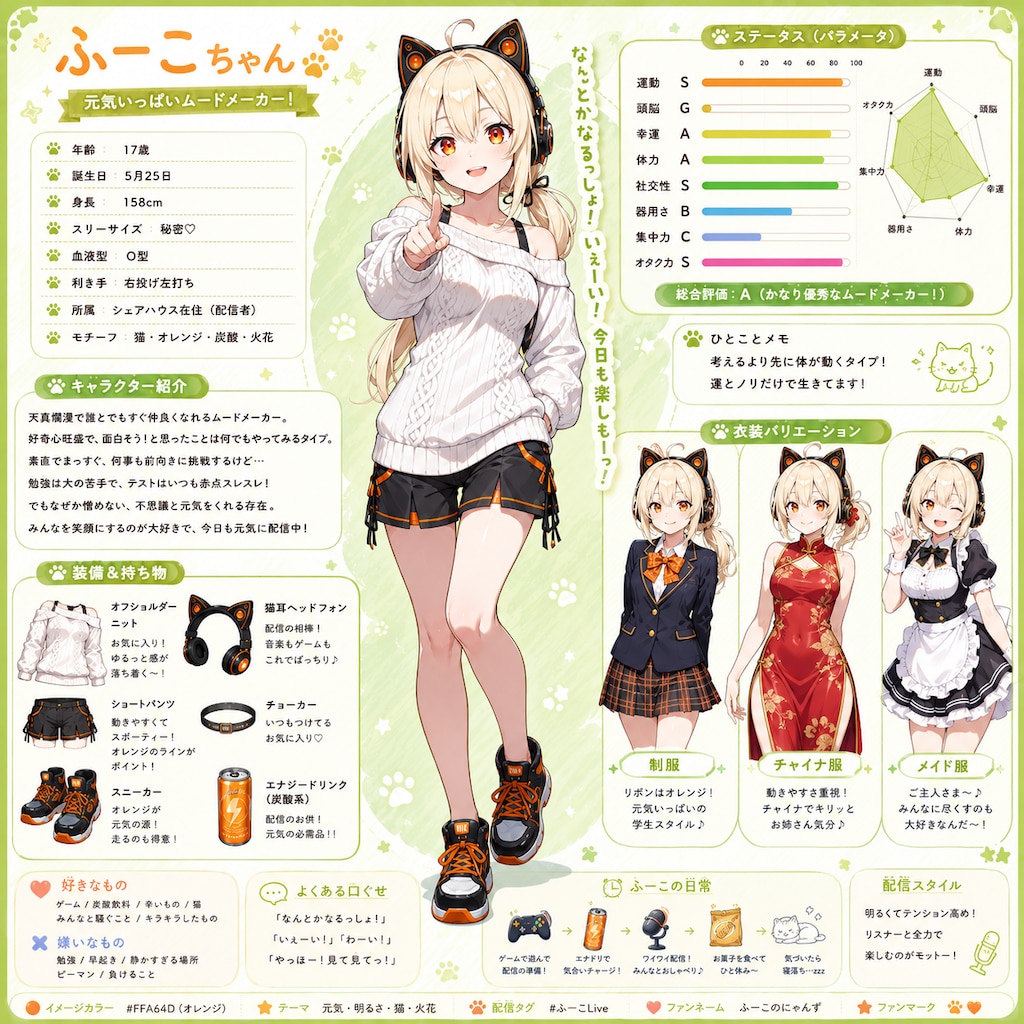 ふーこちゃんキャラシート！