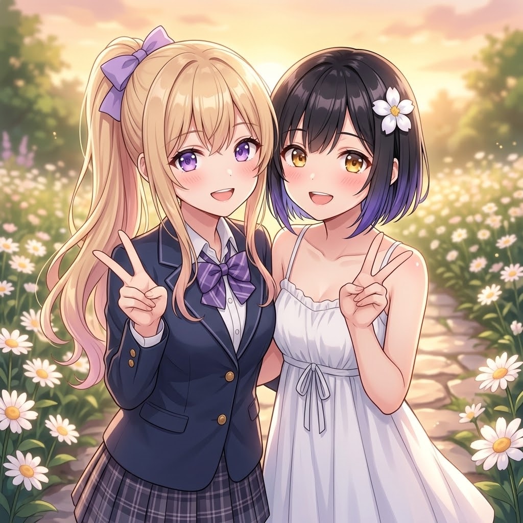 二八蕎麦さんと青咲ちゃん | の人気AIイラスト・グラビア
