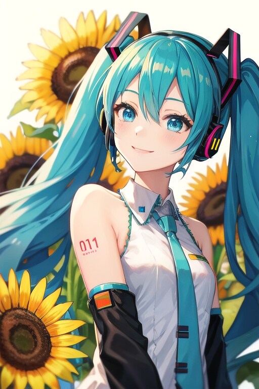 初音ミク　向日葵の笑顔 | の人気AIイラスト・グラビア