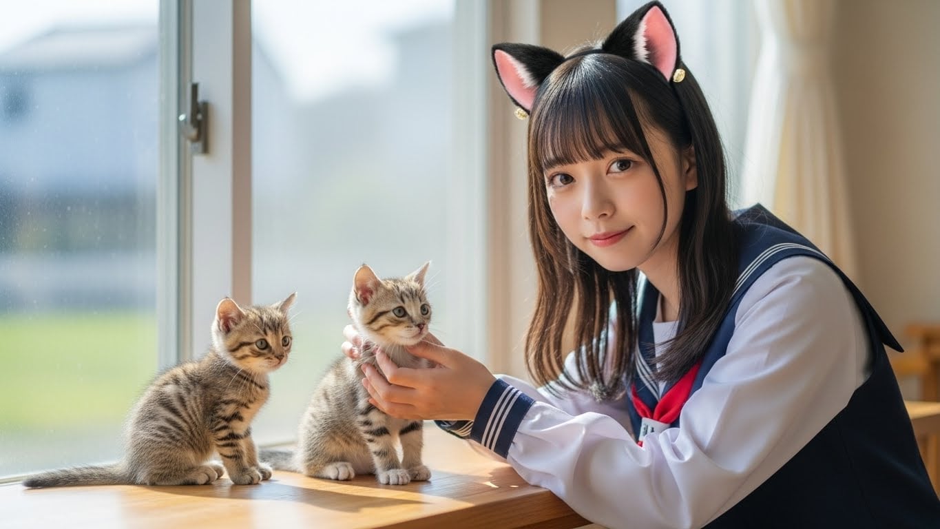子猫ちゃんたちと娘ネコちゃん《動画始めました》 | の人気AIイラスト・グラビア