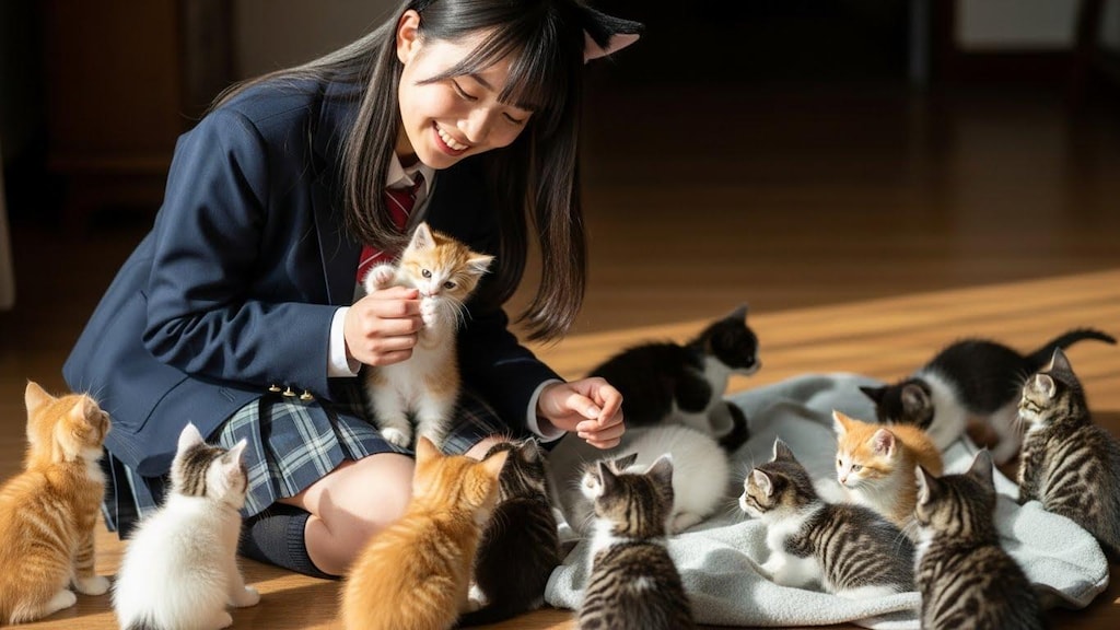 子猫ちゃんたちと娘ネコちゃん《動画始めました》