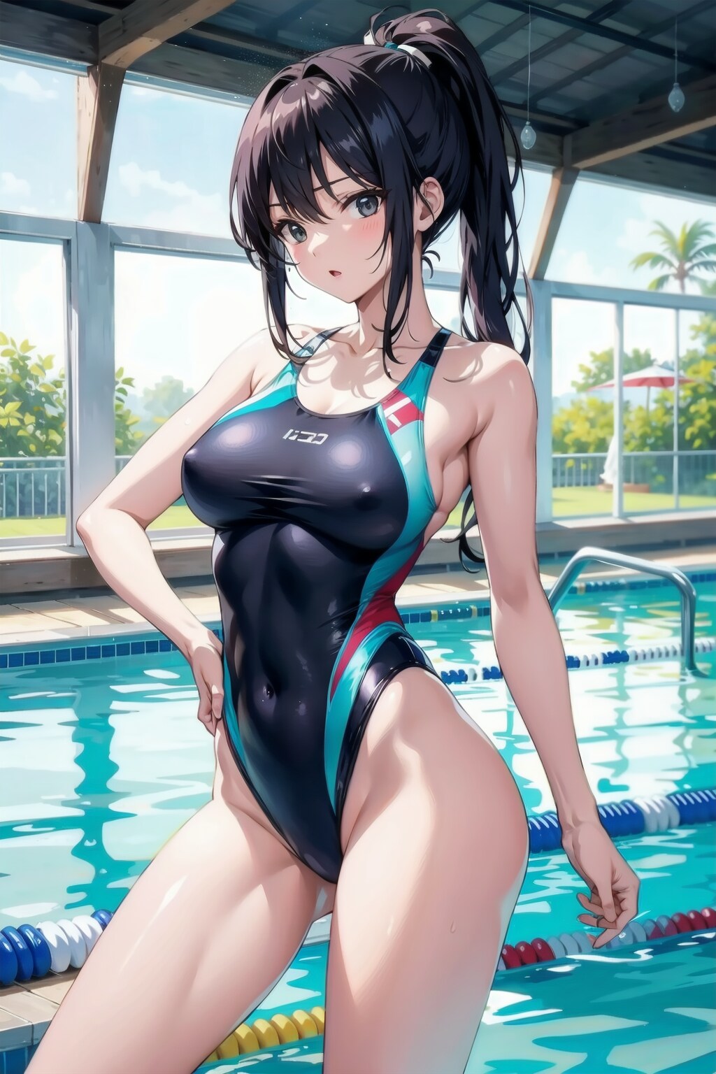 ポニーテール競泳水着女子3