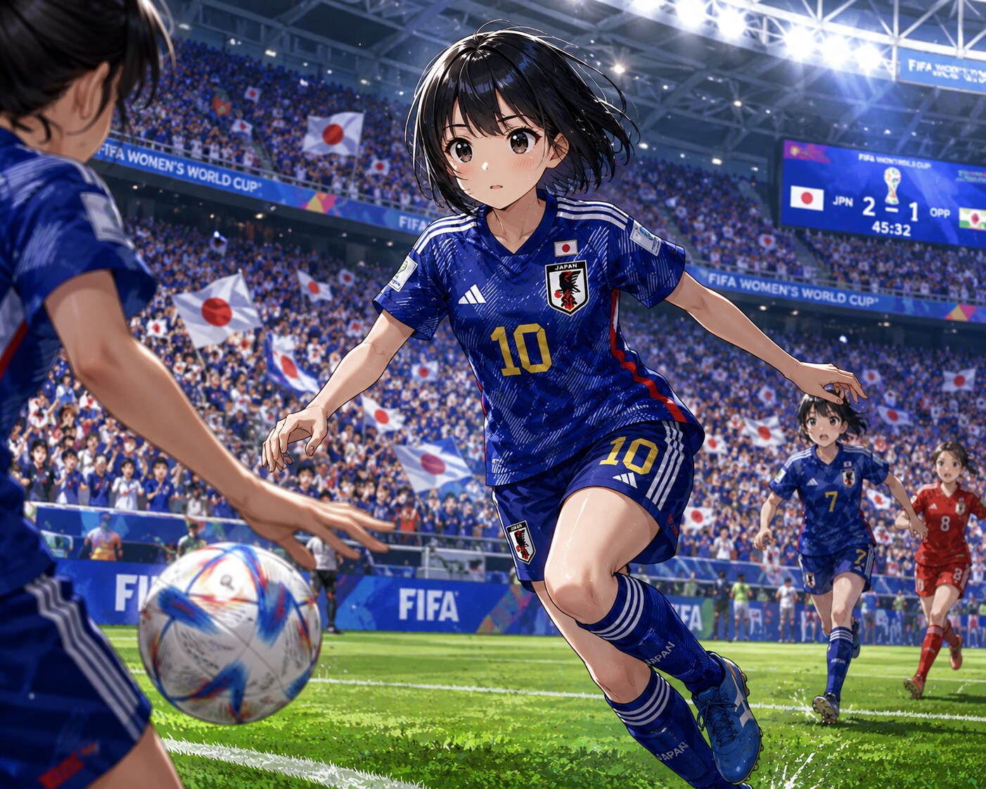 パスを受け取る女の子