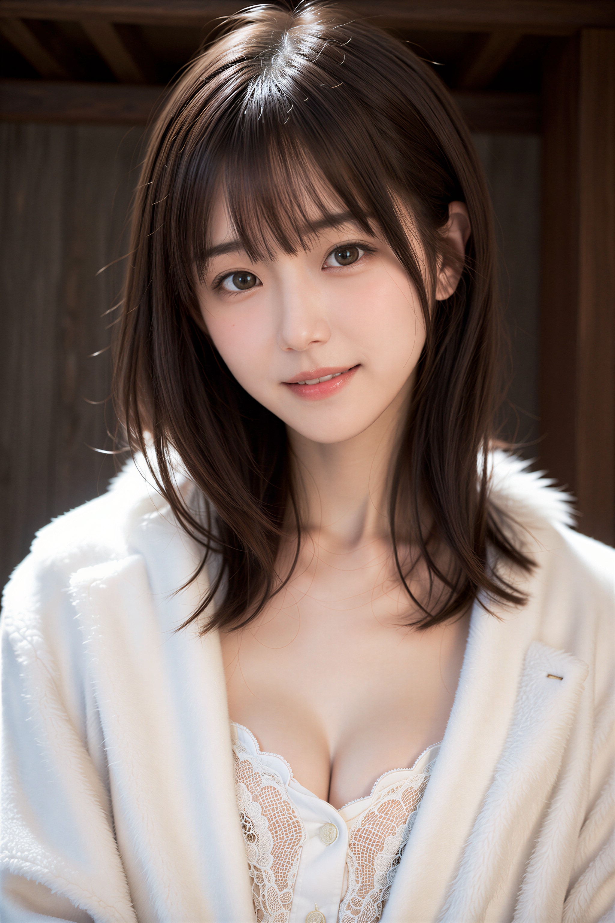 コートの女性