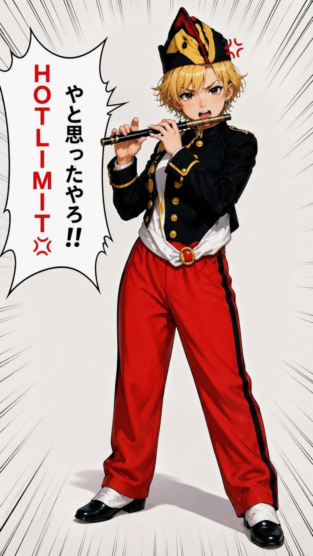 笛を吹く少年コスプレ千鶴お姉やん✨