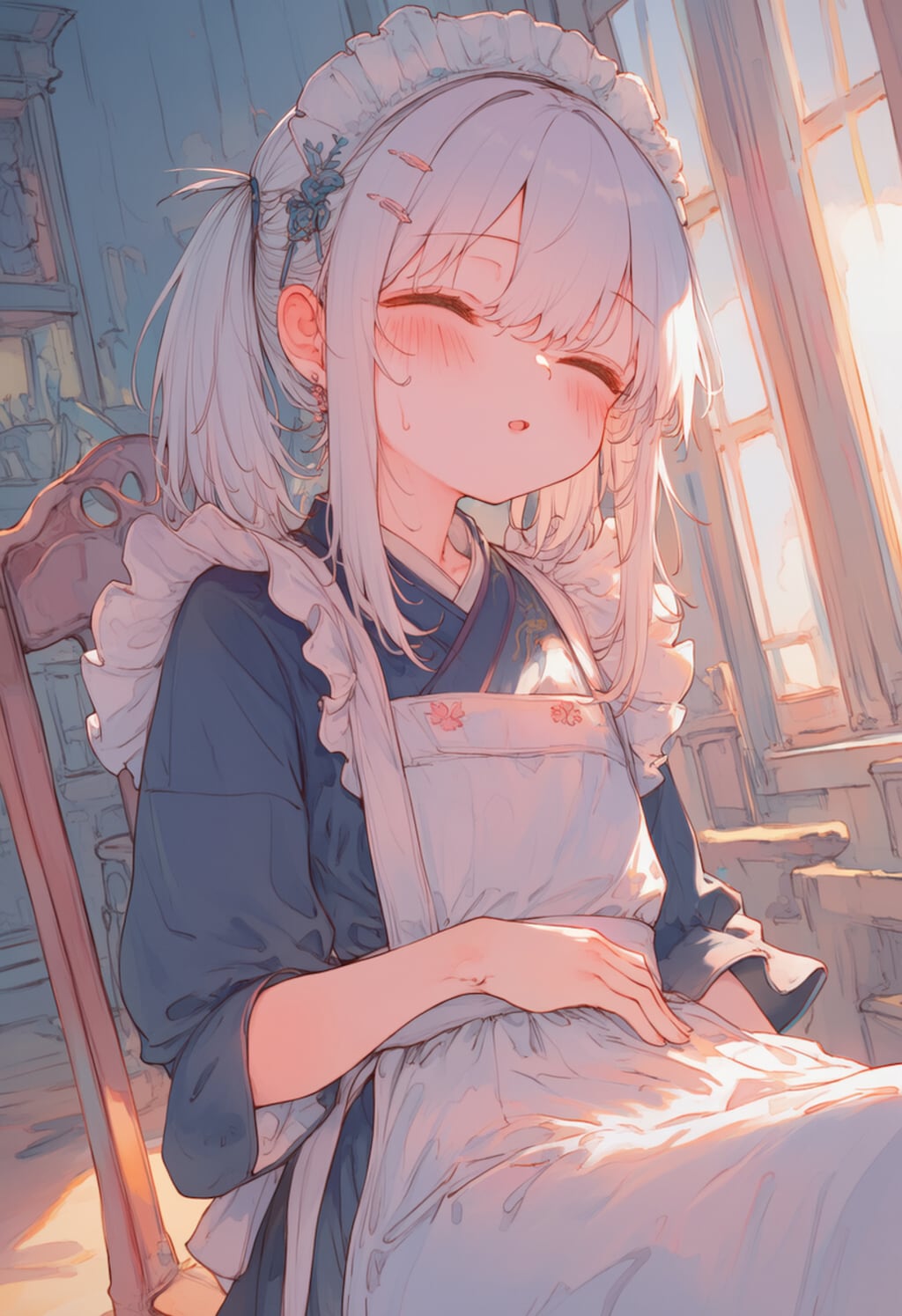 メイド服のまま寝ちゃった少女_0602