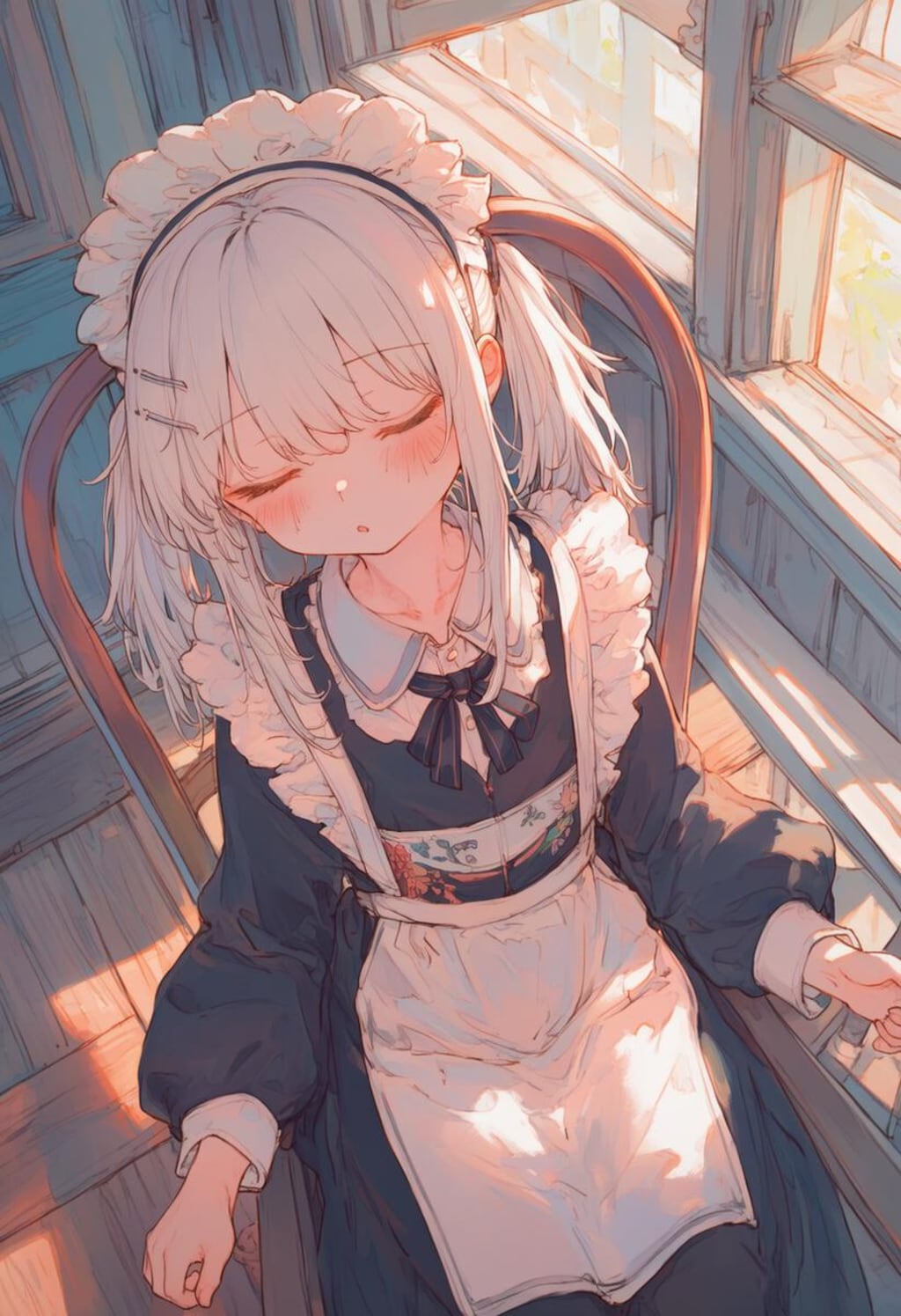 メイド服のまま寝ちゃった少女_0602