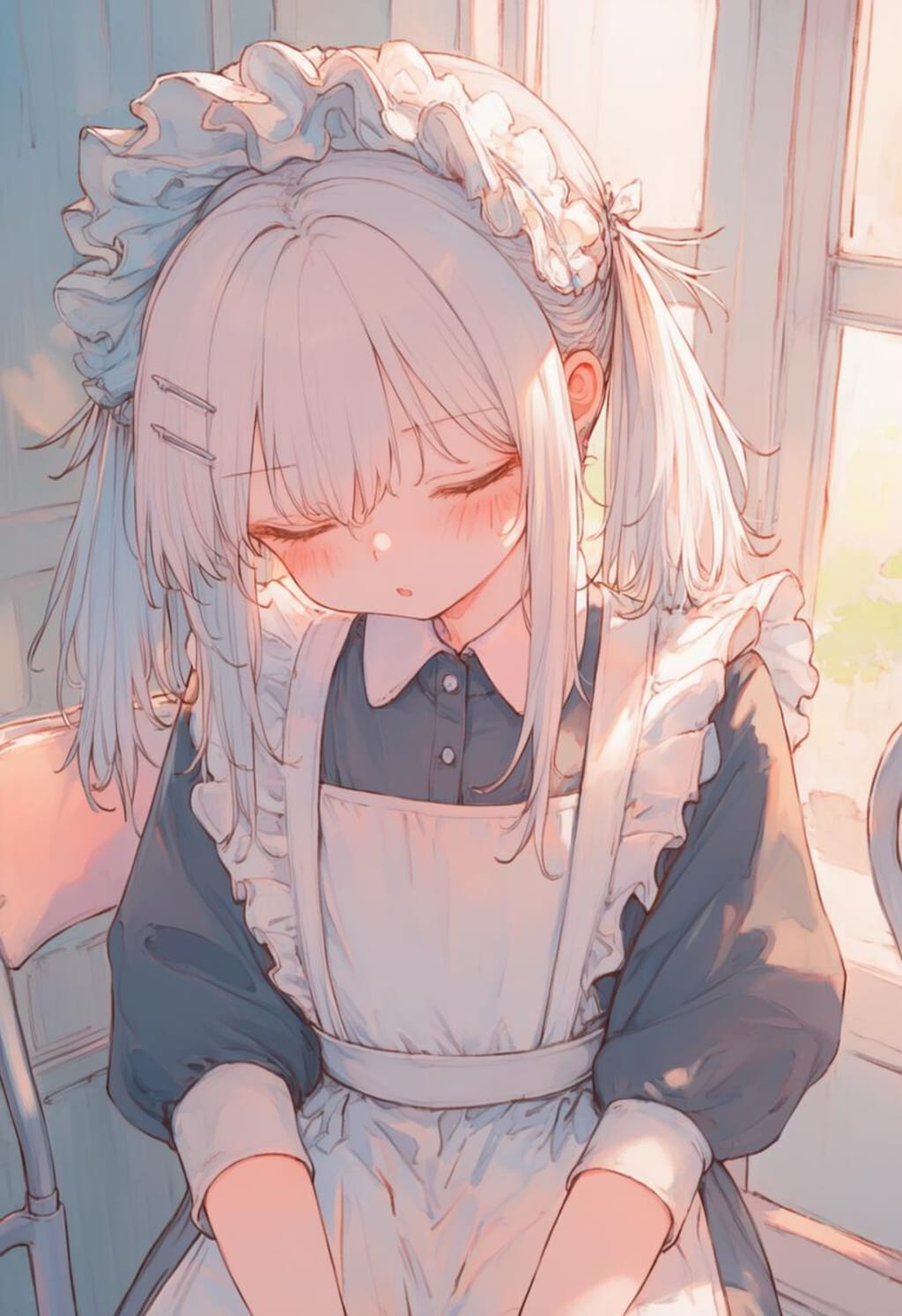 メイド服のまま寝ちゃった少女_0602