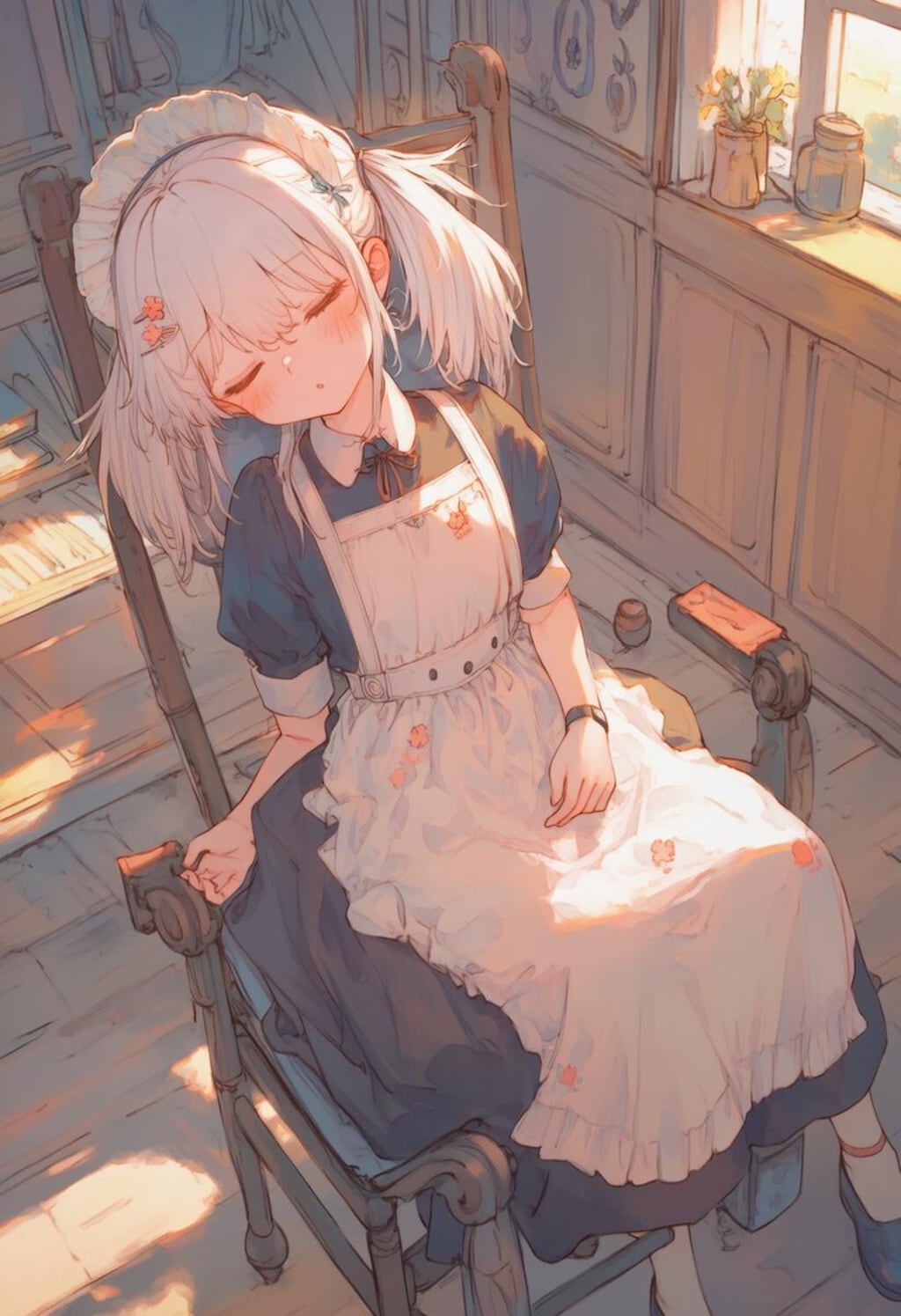 メイド服のまま寝ちゃった少女_0602