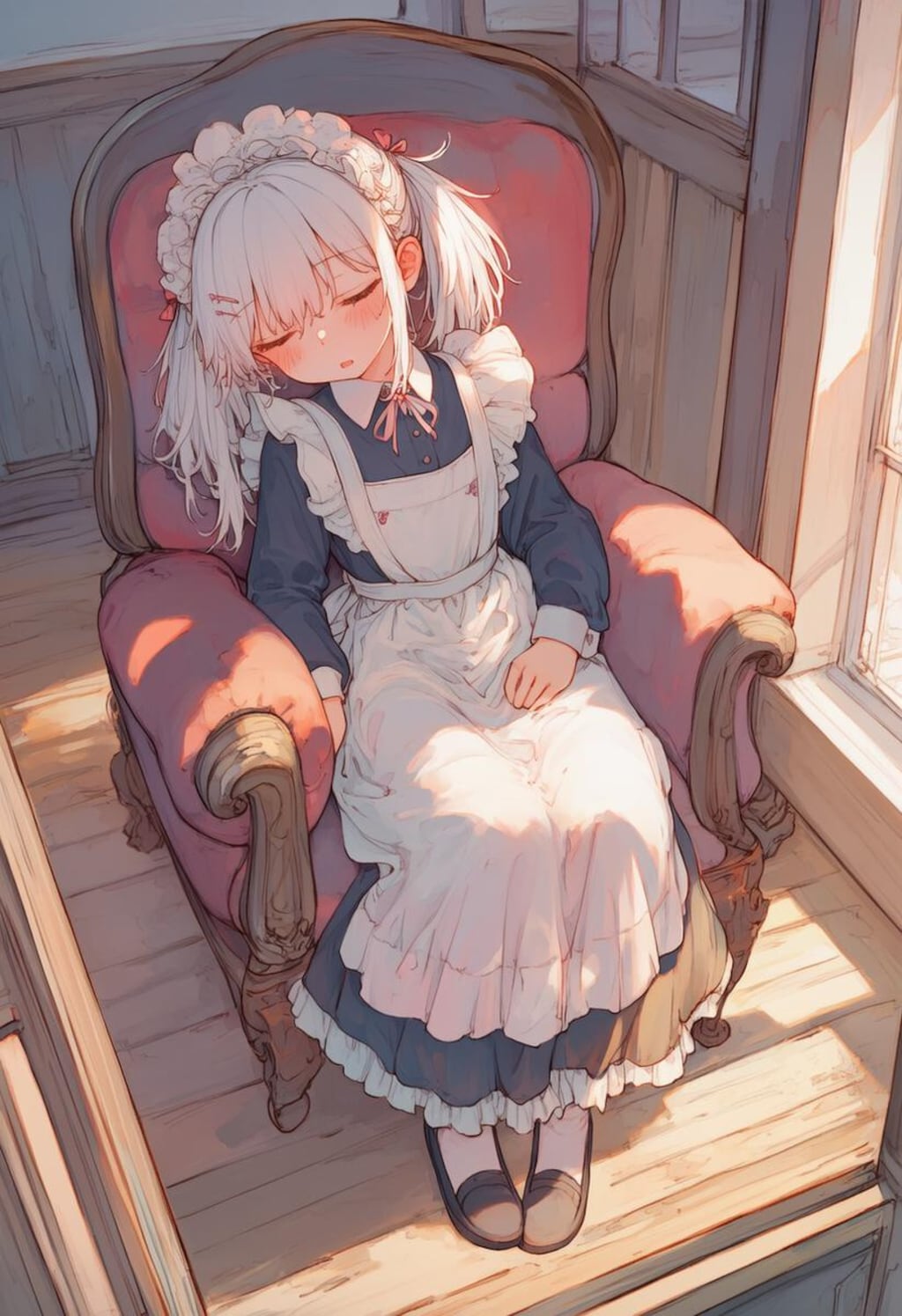 メイド服のまま寝ちゃった少女_0602