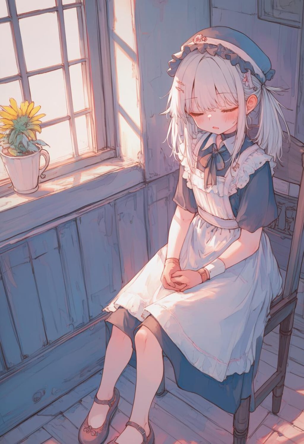 メイド服のまま寝ちゃった少女_0602