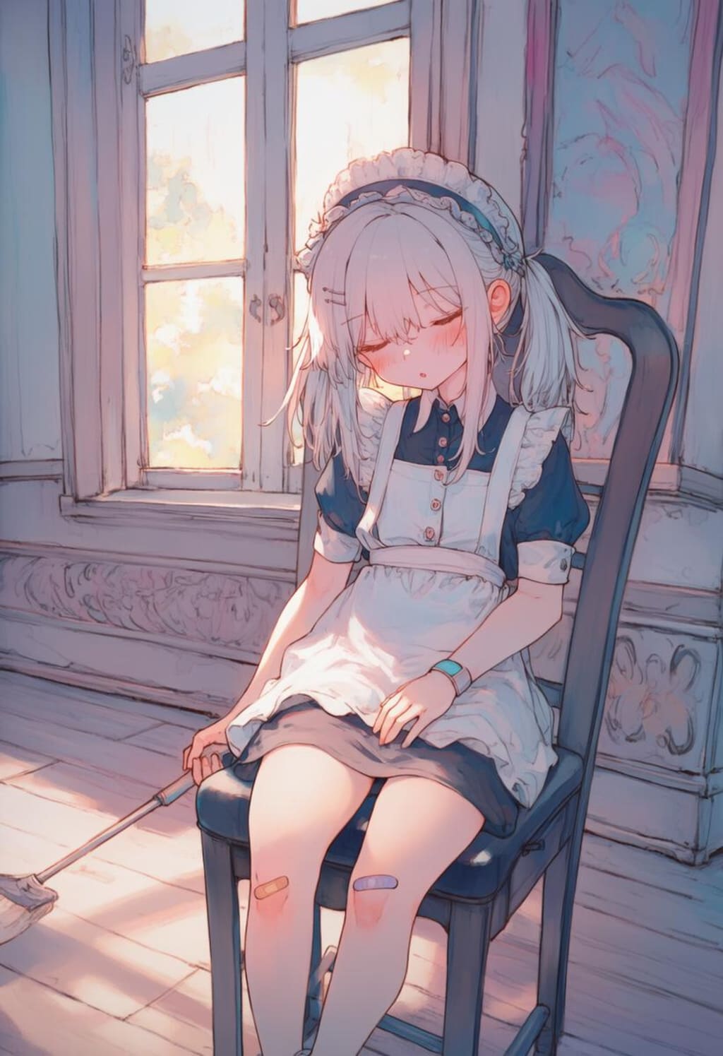 メイド服のまま寝ちゃった少女_0602