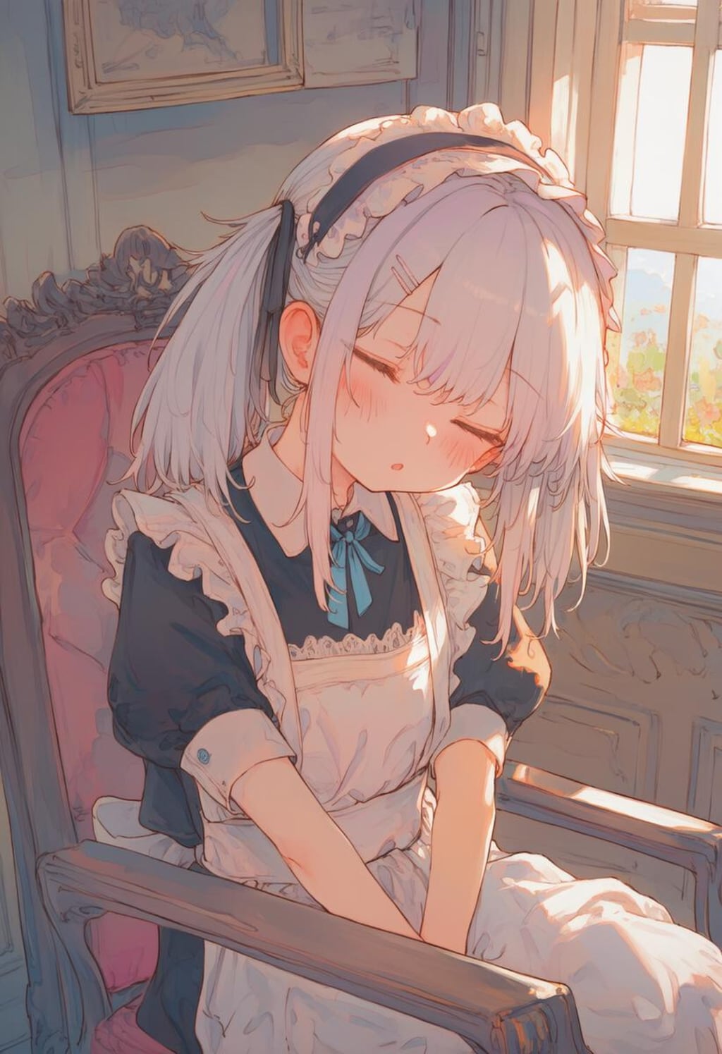 メイド服のまま寝ちゃった少女_0602