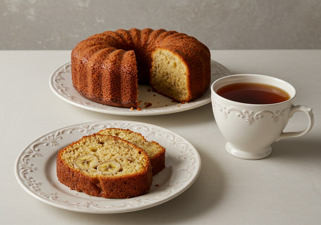 デザートのしっとりバナナケーキ