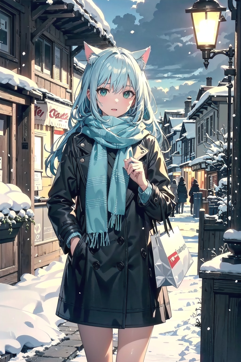 冬の街のししょちゃん⛄️❄️🐱✨