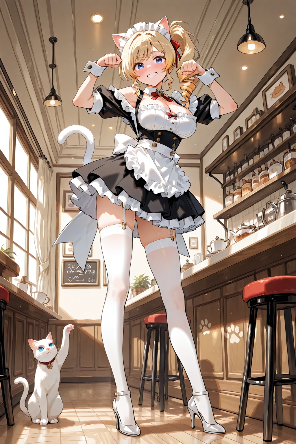 猫耳メイドとねこ