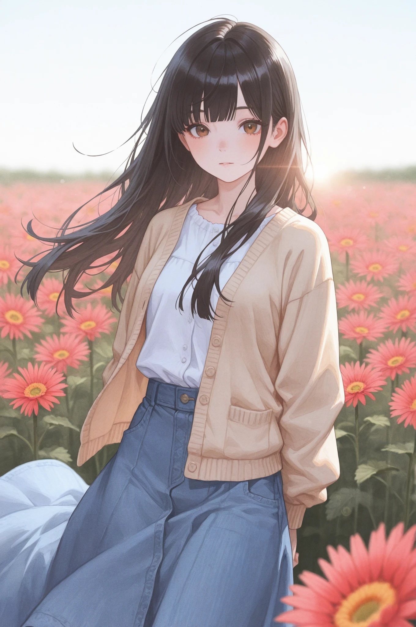 ロングスカートとガーベラ | の人気AIイラスト・グラビア