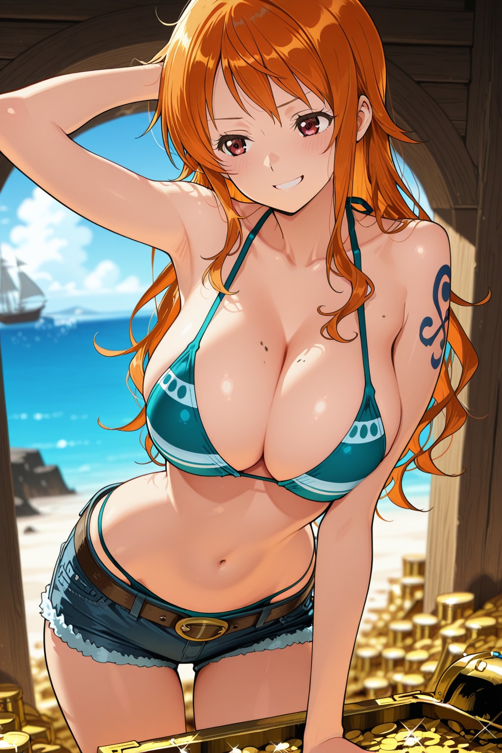 財宝ゲットて喜ぶナミ🏴‍☠️👙💰❤️