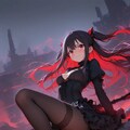 真紅の水辺でたたずむ少女🩸 2枚目