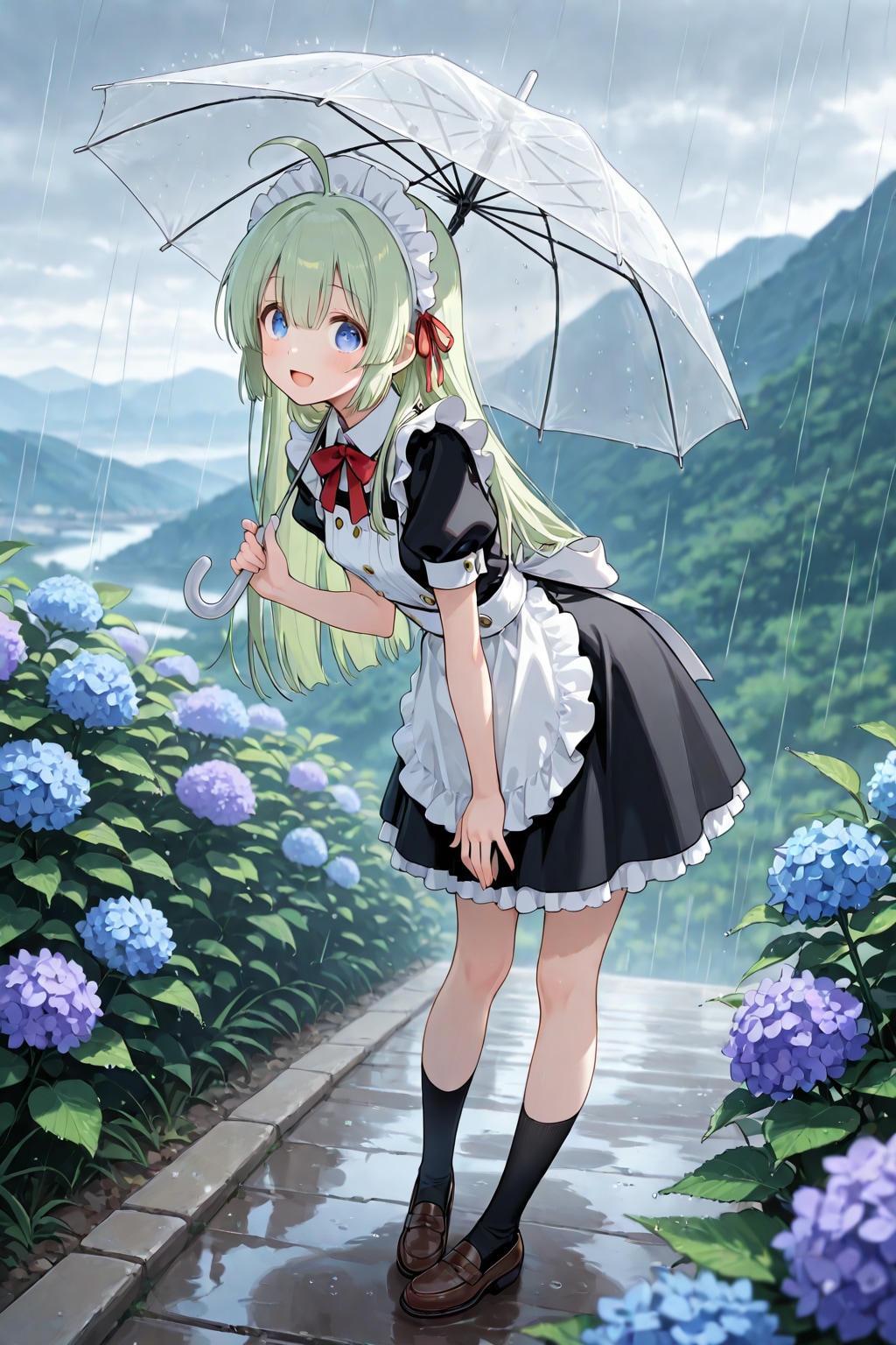 雨とメイドさん