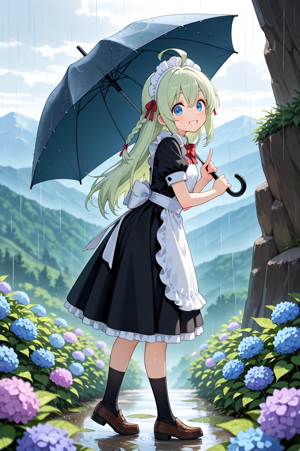 雨とメイドさん
