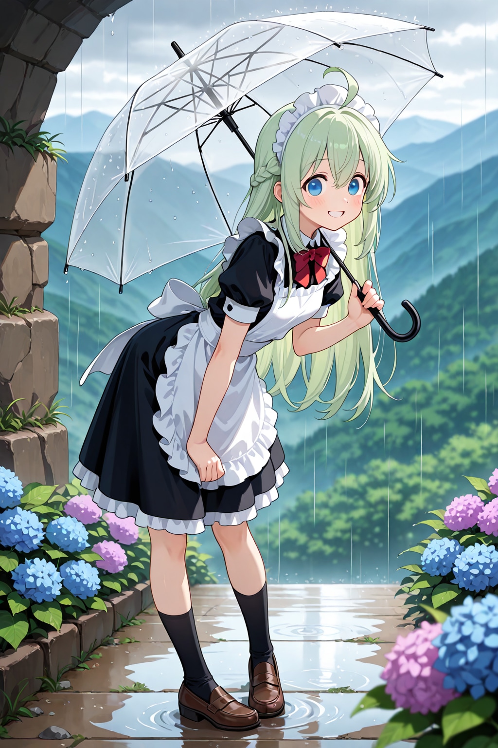 雨とメイドさん