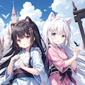 空のお城の浴衣少女 5枚目