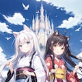 空のお城の浴衣少女 9枚目