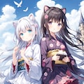 空のお城の浴衣少女 10枚目