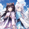 空のお城の浴衣少女 11枚目