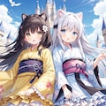 空のお城の浴衣少女 7枚目