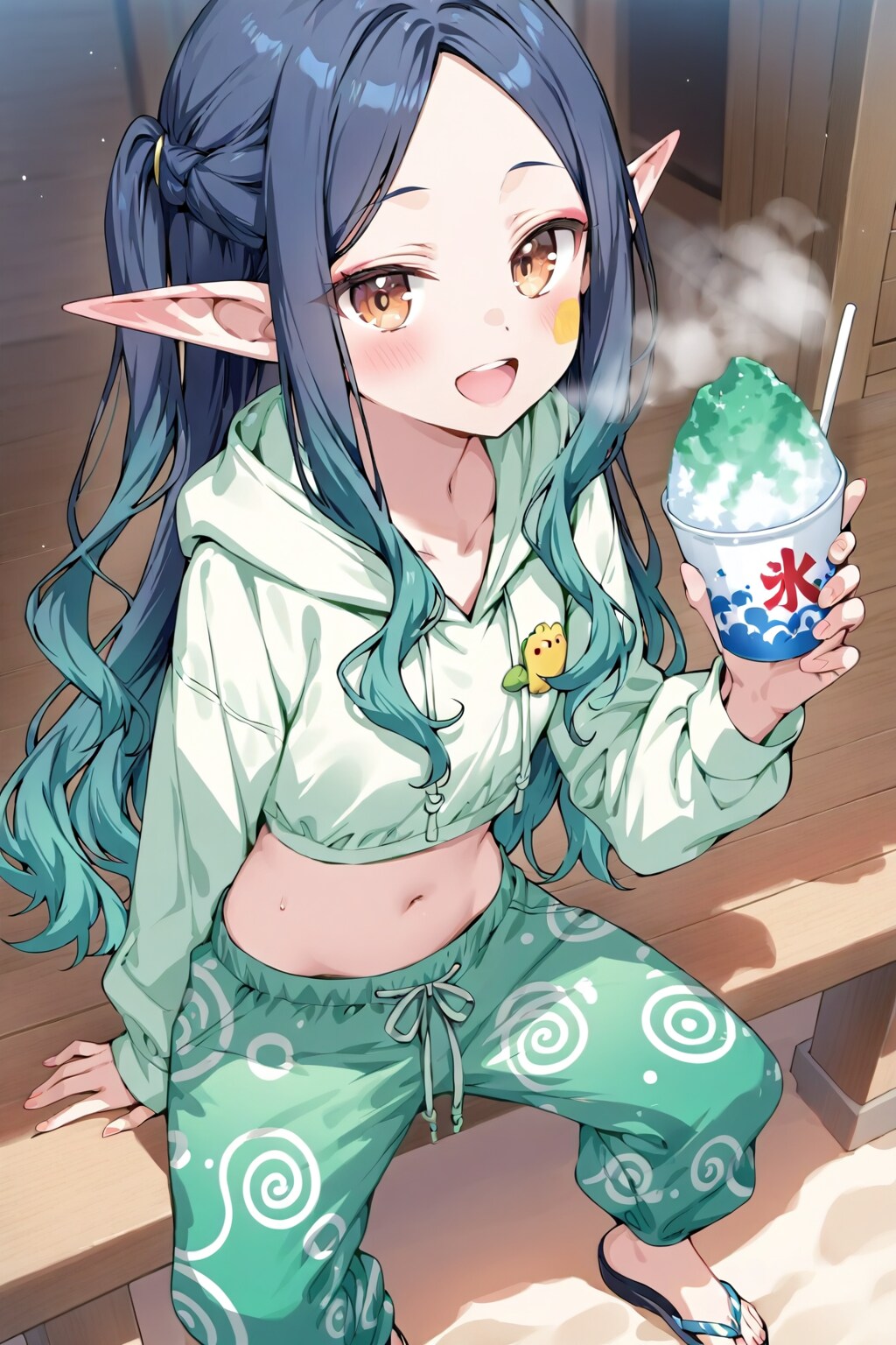 かき氷食べてるルシアルさん。