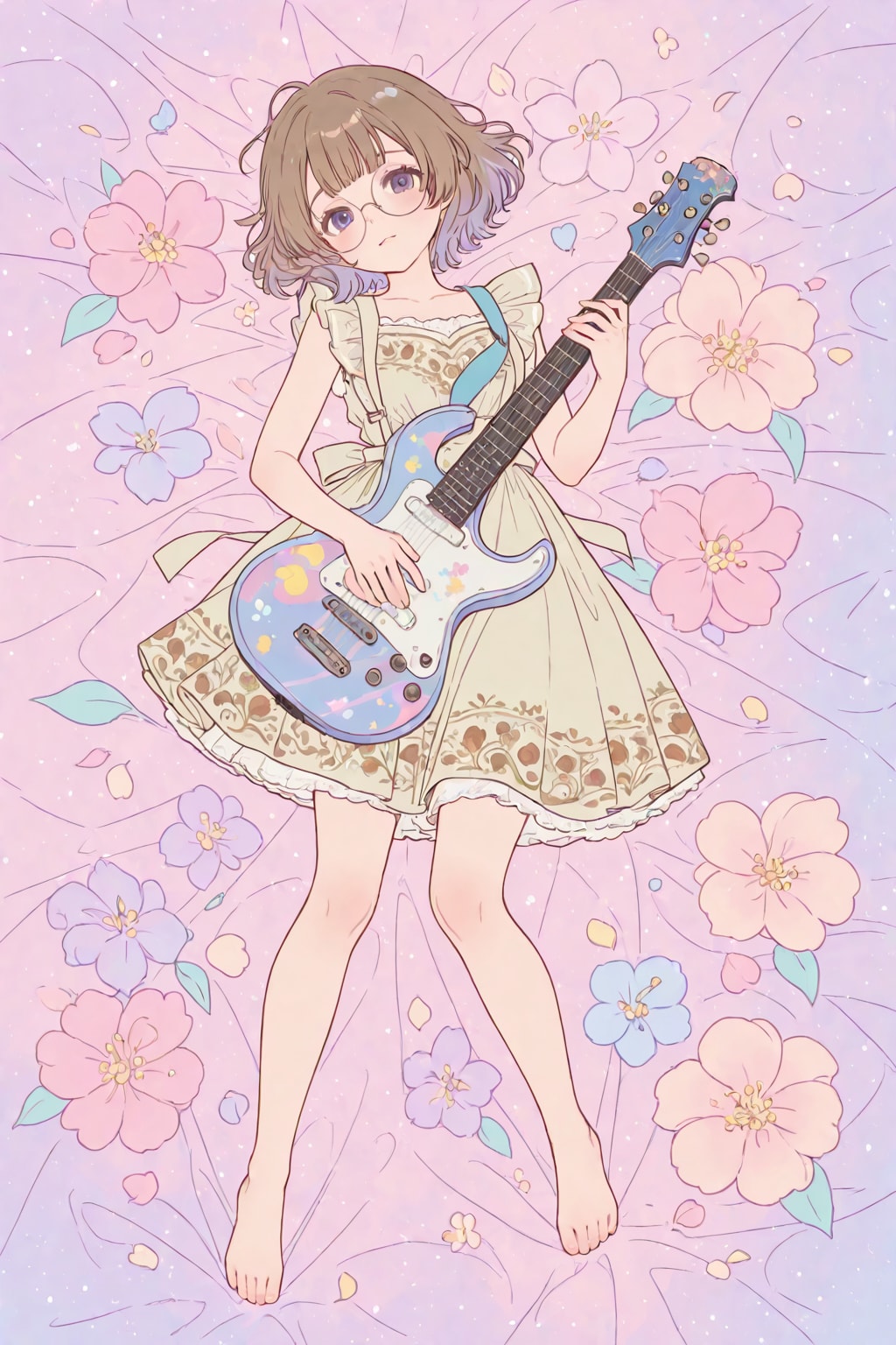 抱き枕風のギター少女