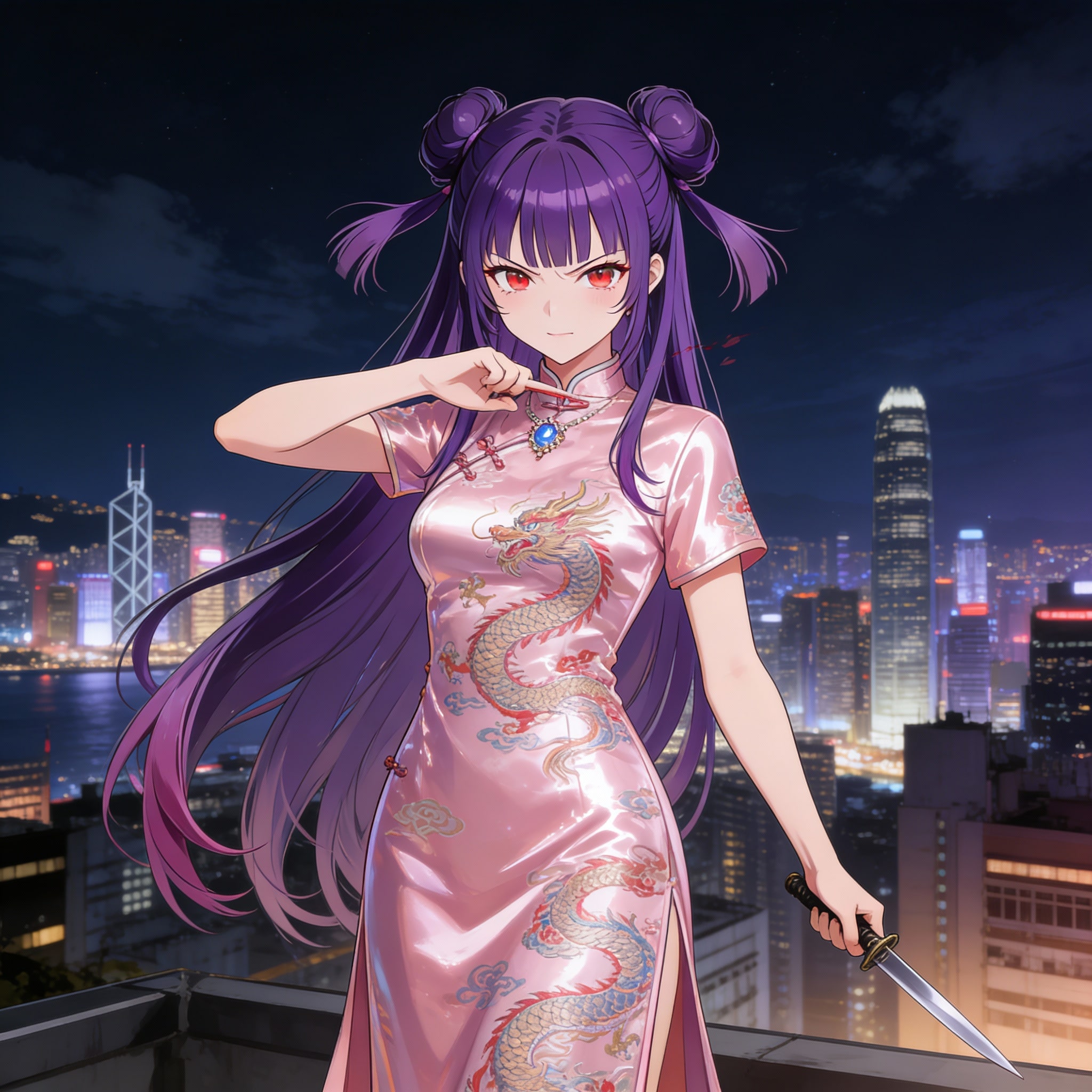 桃色チャイナドレス女拳士 | の人気AIイラスト・グラビア