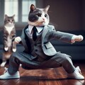スーツ姿で踊る猫 2枚目
