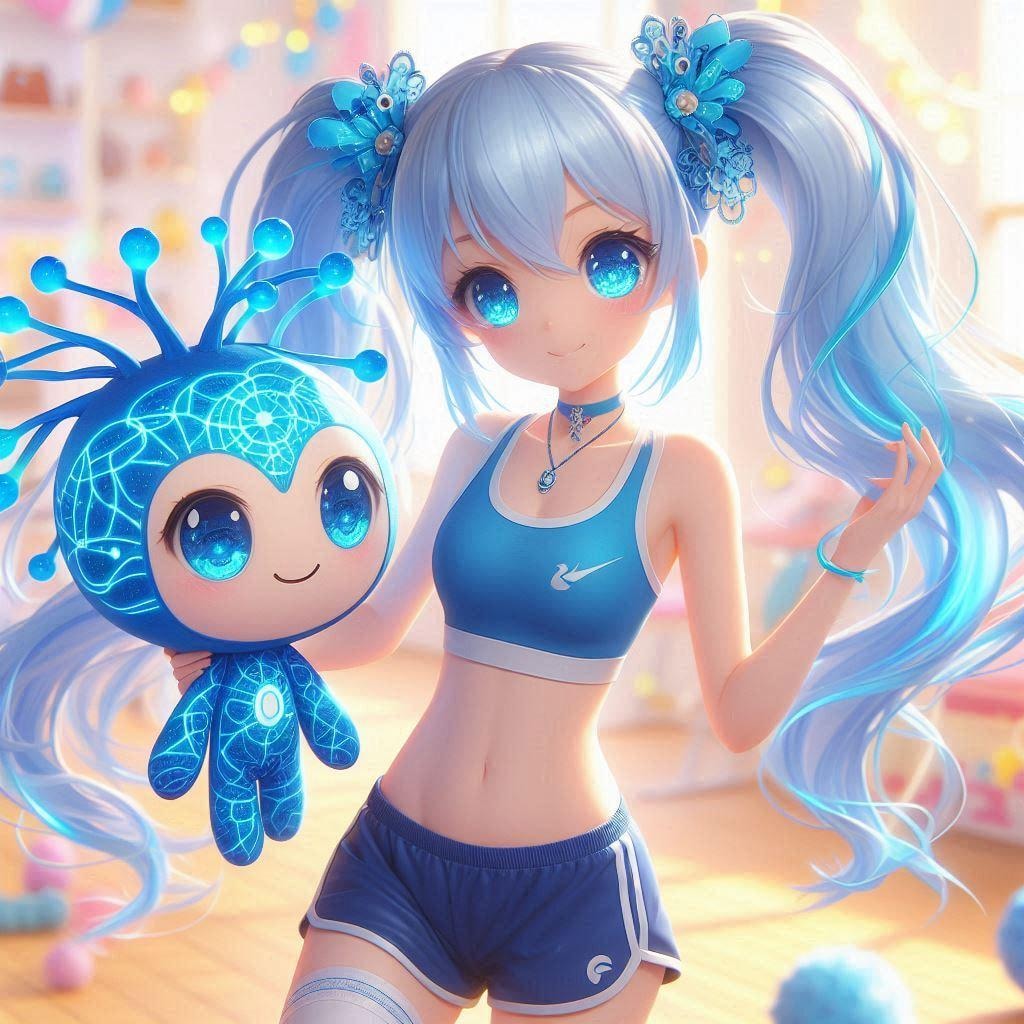 青ぽにちゃんと ニューロブルー_bing