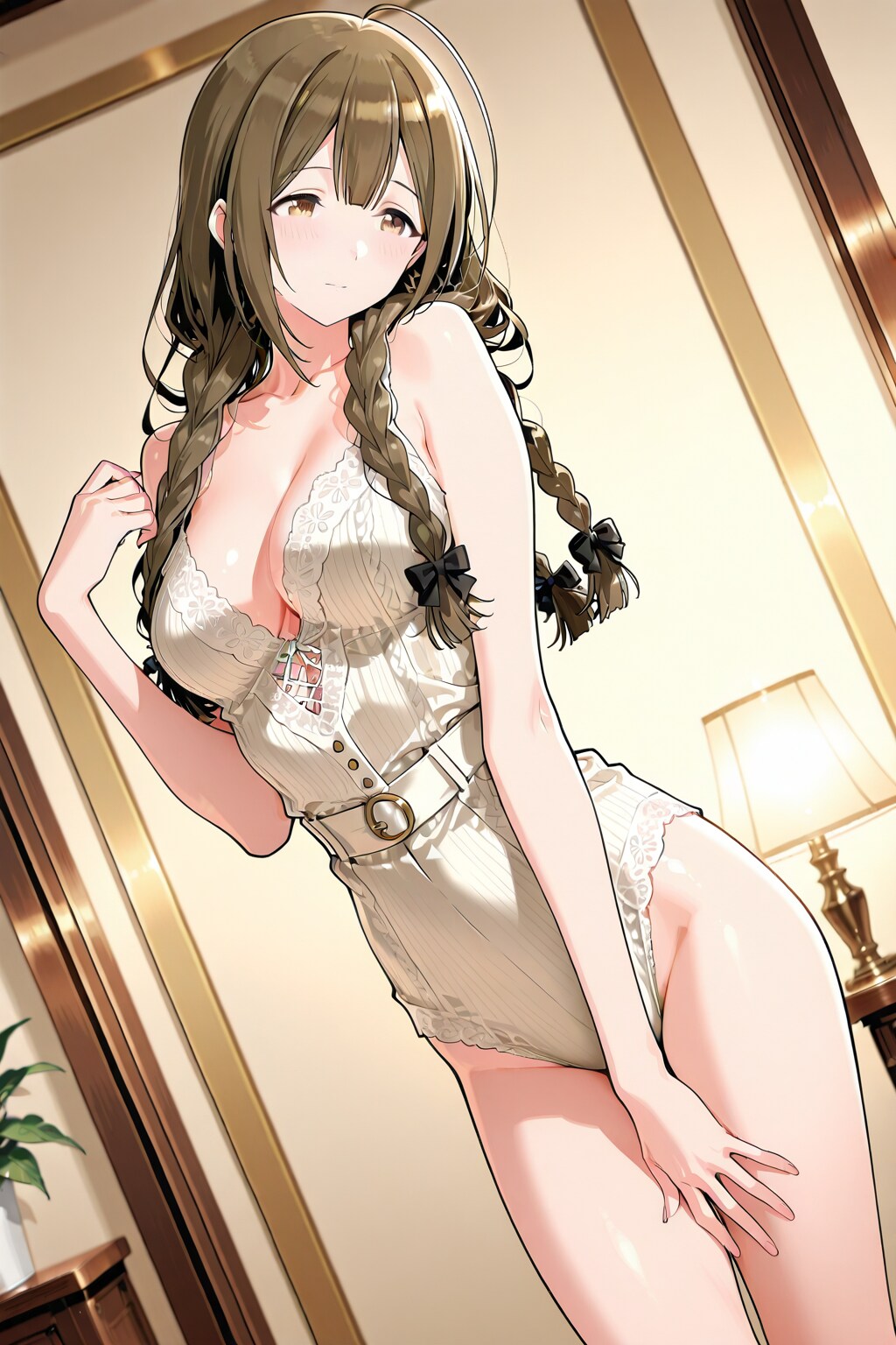レオタード風ファッションを着た桑山千雪さん