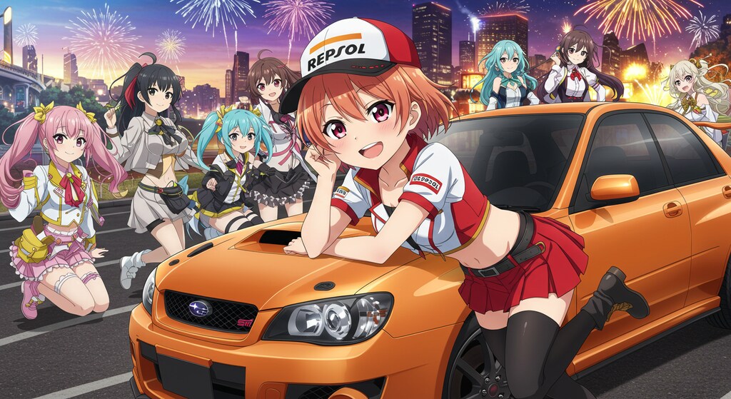 アニメキャラとスバルインプレッサ