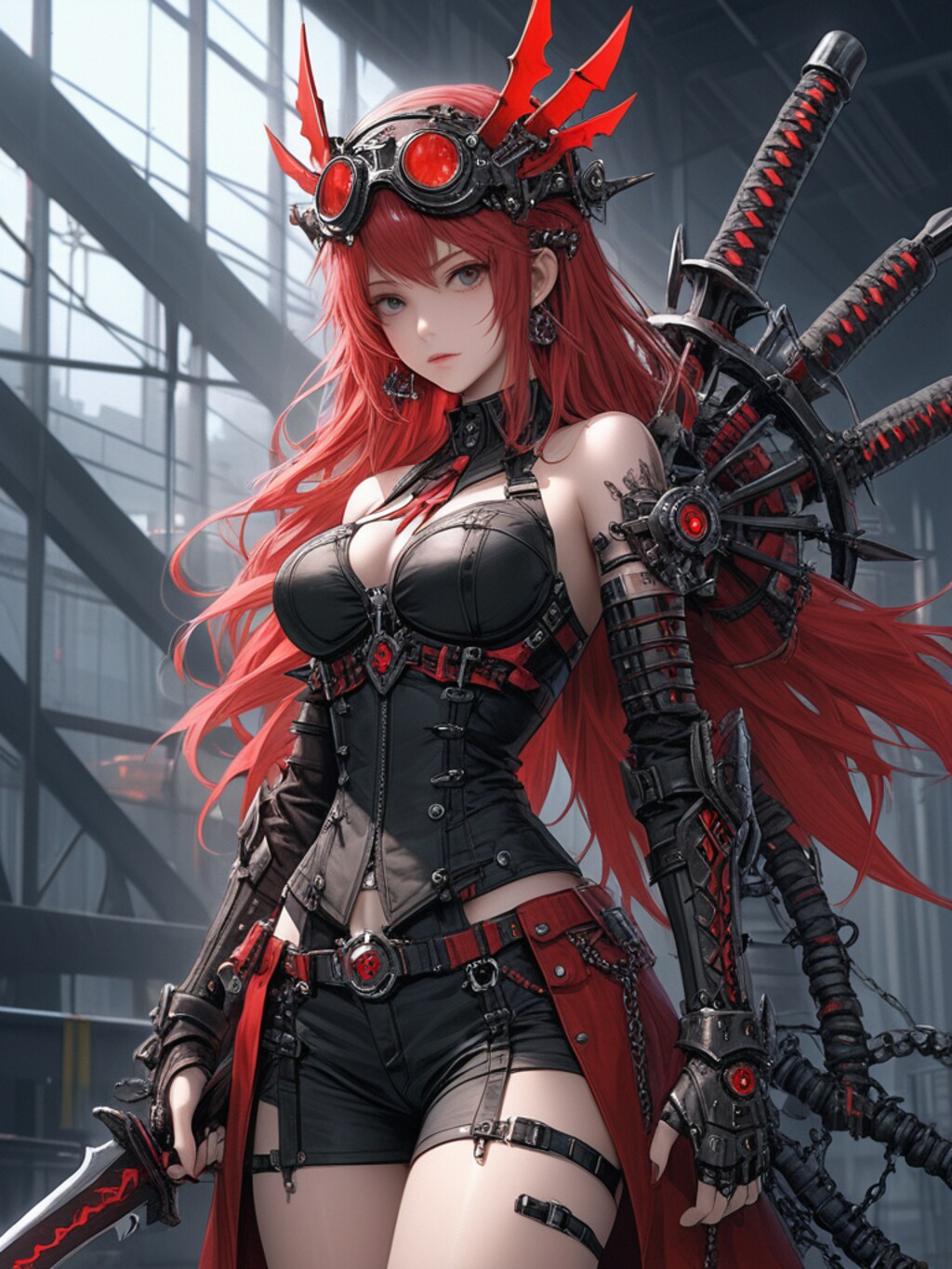 steampunk demon armor girl