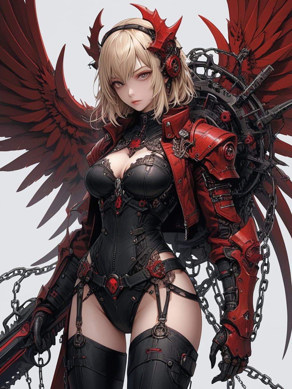 steampunk demon armor girl